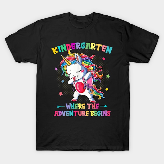 Kindergarten Where The Adventure Begins Student Teacher T-Shirt by Ene Alda